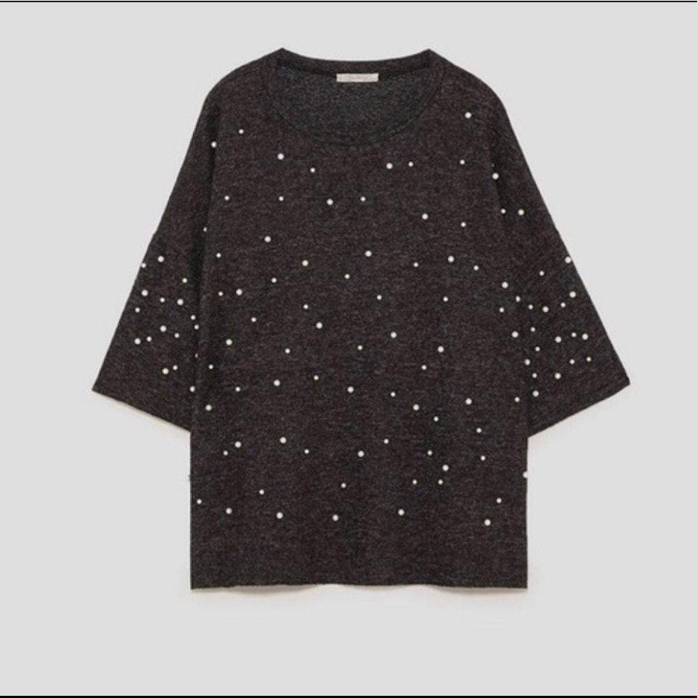 ZARA SOFT SHIRT W/FAUX PEARLS